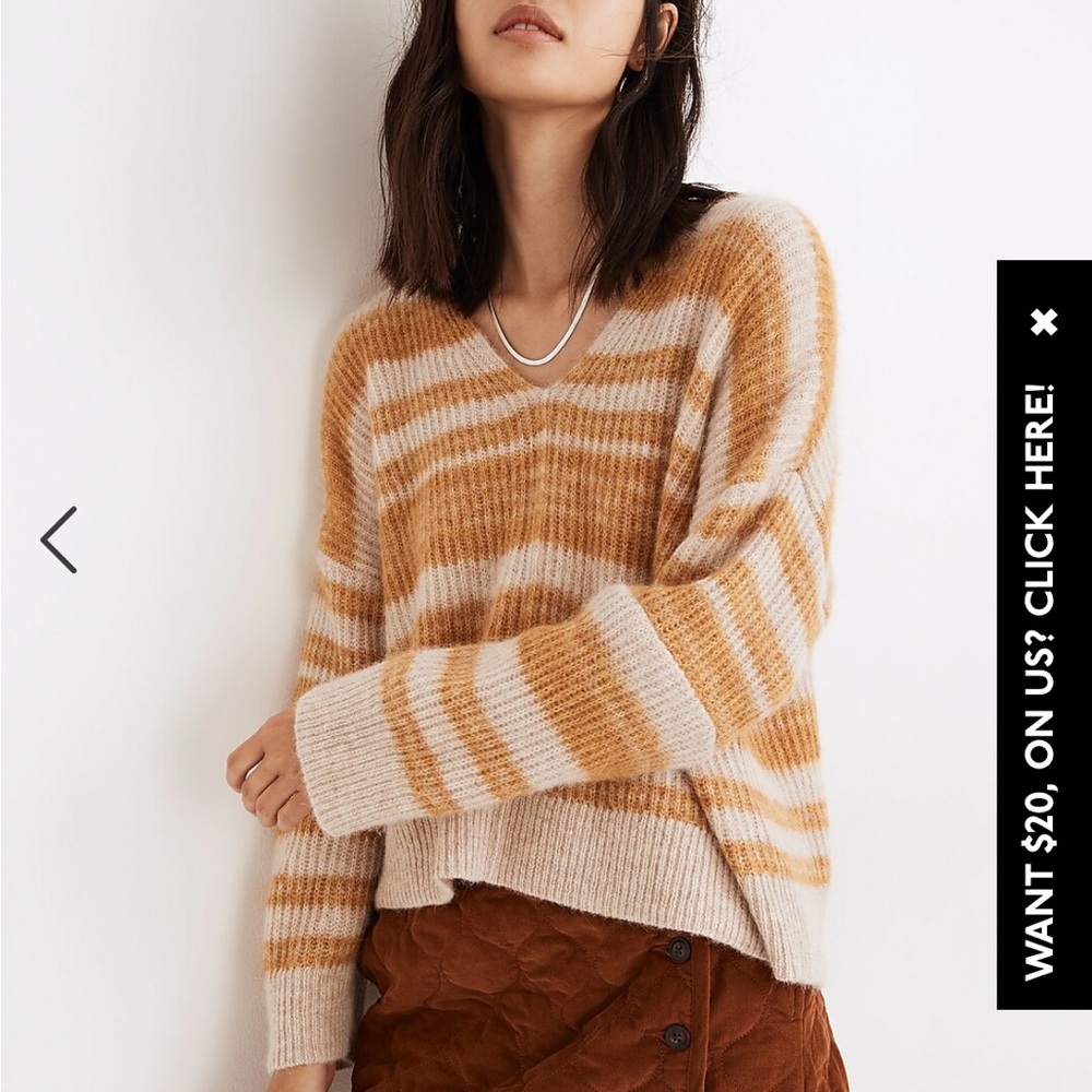 Madewell Striped v-neck Sweater XS